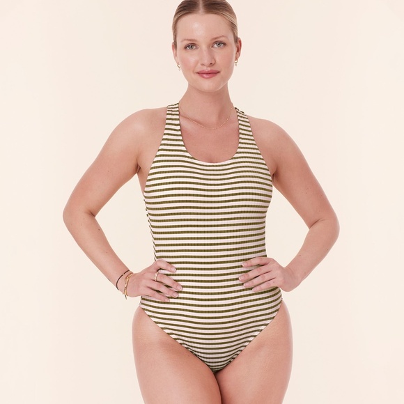 Andie The Tulum One Piece - Striped Rib - Iguana - Classic Size XLIGUANA / XL - Picture 1 of 3